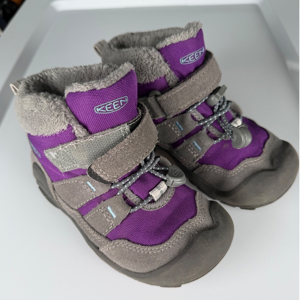 Keen Kids Winter Snow Boots Purple Faux Fur Lined Insulated Sz 9 Toddler 1026741